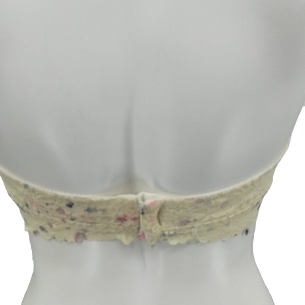Victorias Secret PINK Lace Halter Floral Bralette Size S Lined Stretch Cream - Picture 8 of 11